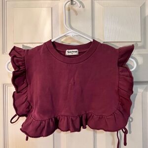 Tocoto Vintage Kids Ruffled Top - Burgundy